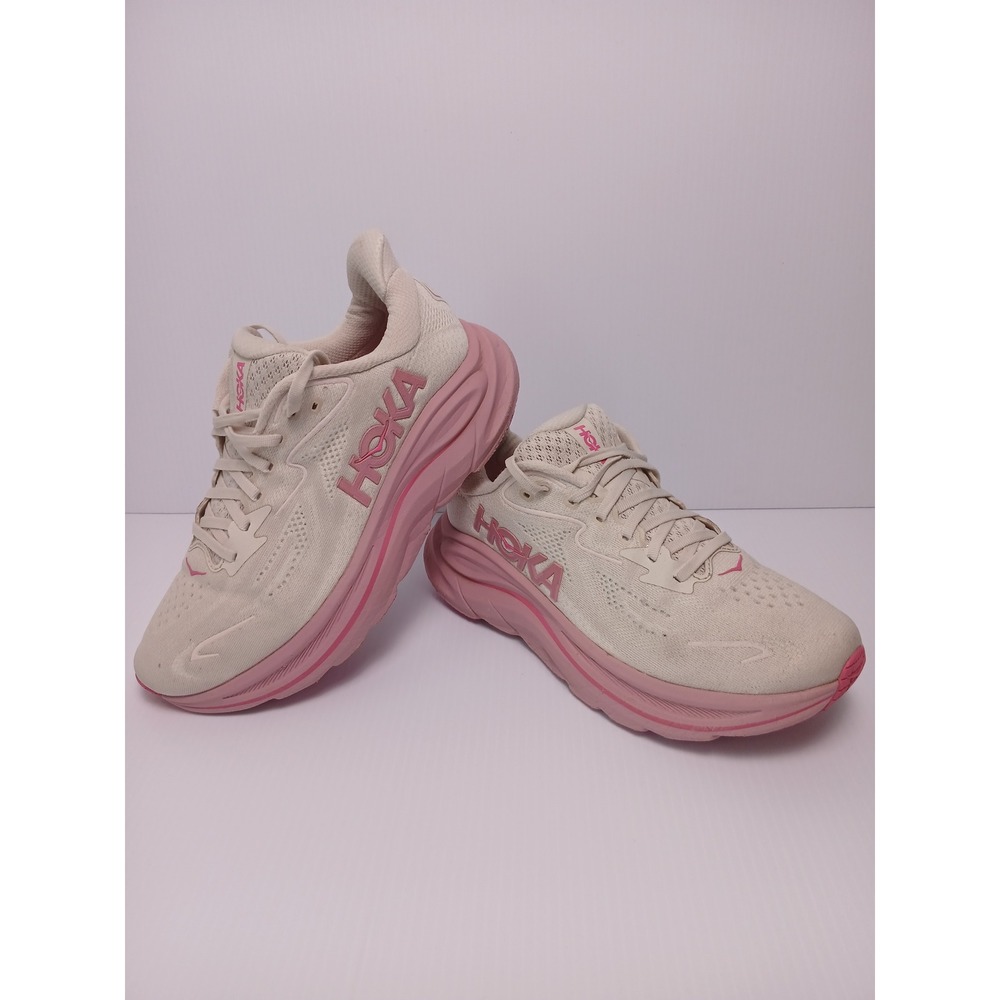 Hoka Clifton 9 Rose Quartz Pink Cream Running Shoes Womens 9.5B EUC